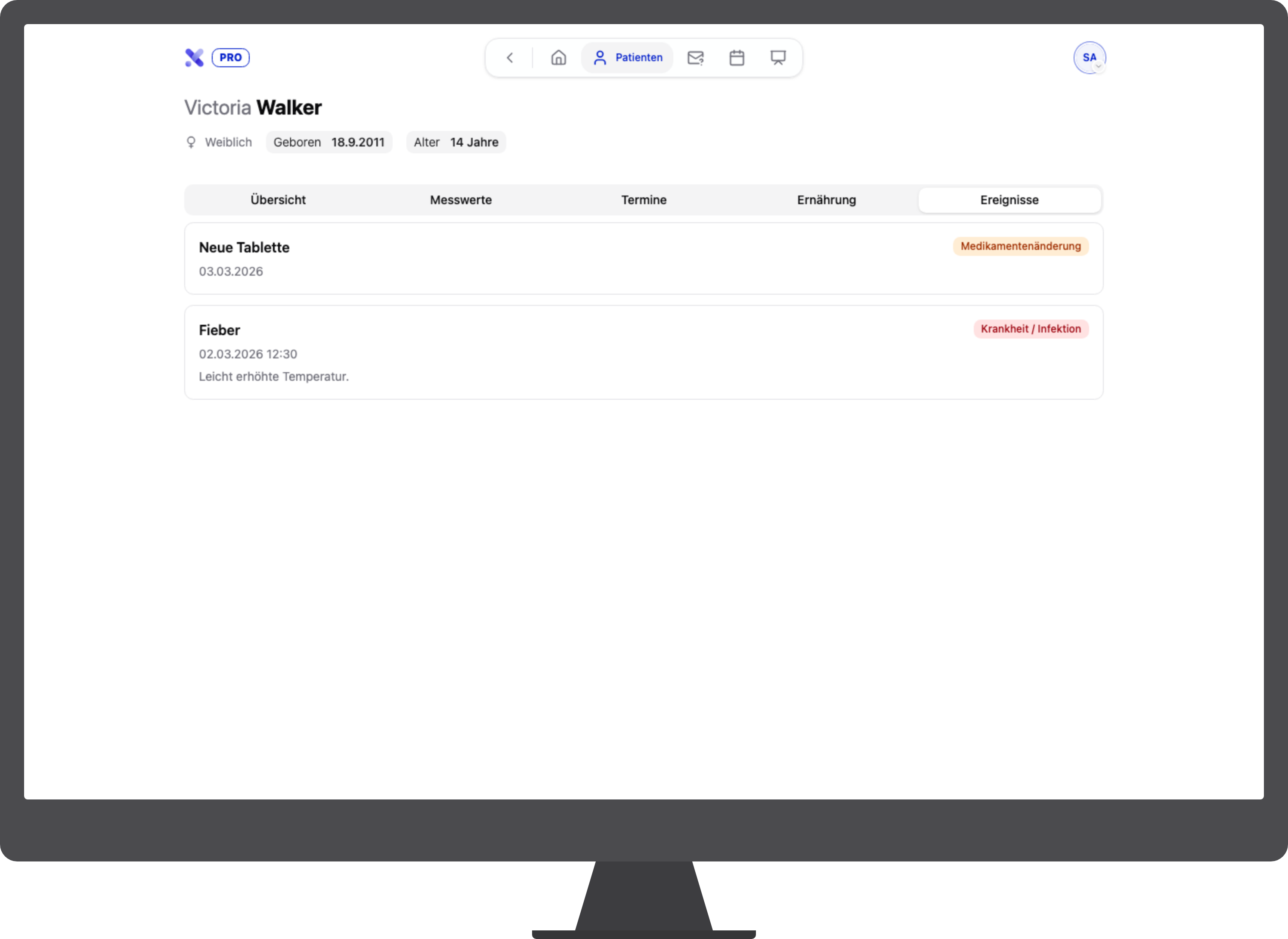 Patient:in — Ereignisse